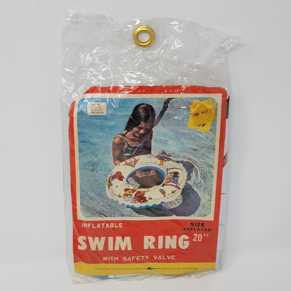 Vintage K-Mart 1980s 20" Inflatable Swim Ring Pool Float ~ Factory Sealed